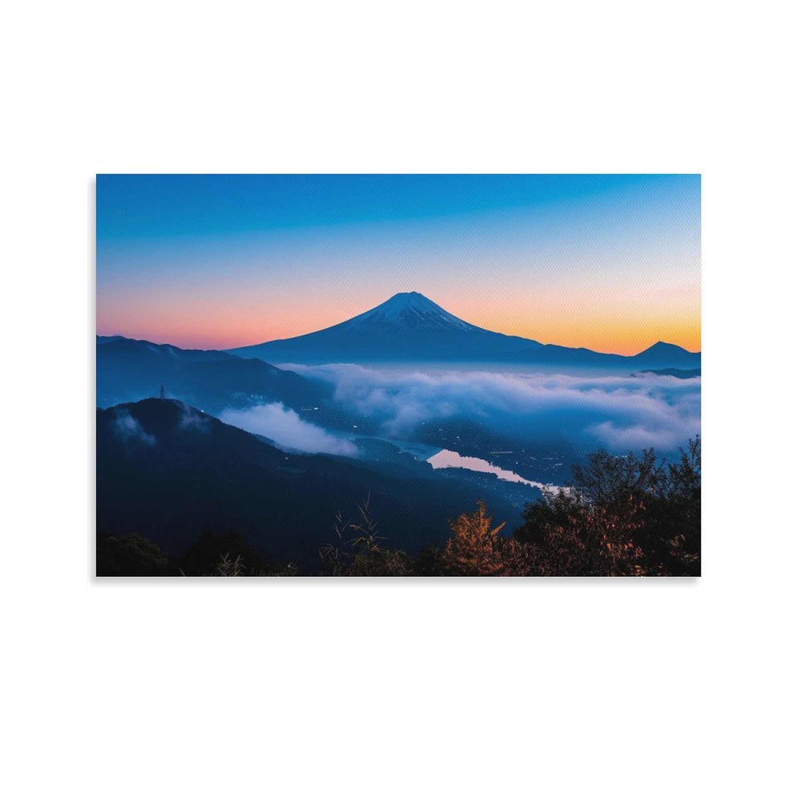 Amazon.co.jp: 絵画 富士山に漂う夕焼け雲と霧 アートパネル ポスター 