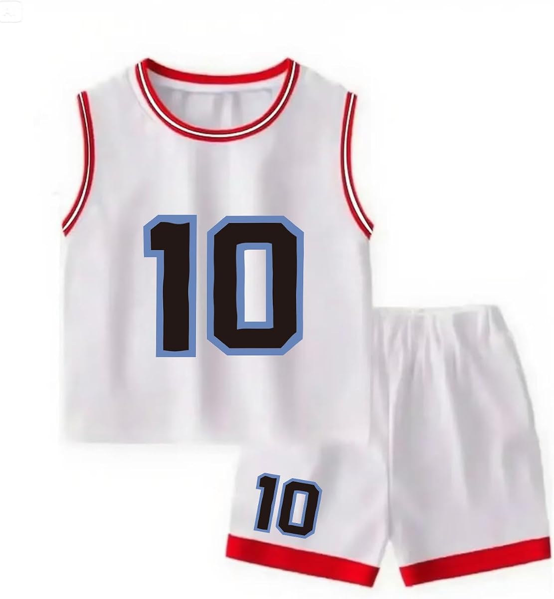 Kids Basketball Jerseys #10 Athletic Scrimmage Tank Top Shorts Sport Sets for 5-12 Years Girls and Boys