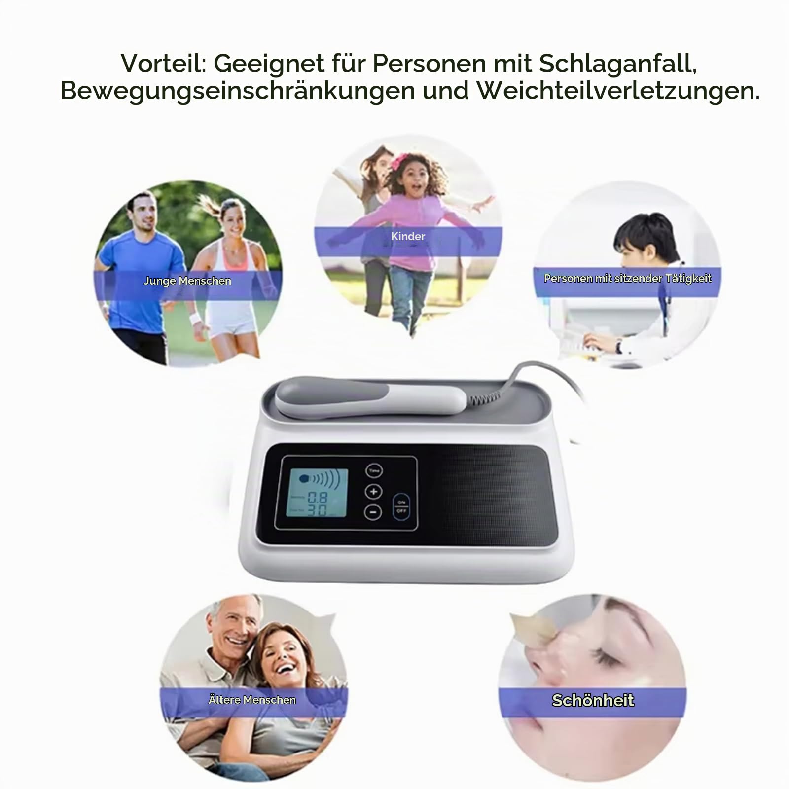 Physiotherapie Gerät - Ultraschall Therapiegerät Massagegerät zur Linderung von Muskel- Gelenkschmerzen mit 5 Intensitätsstufen & 6 Timer für Muskel Schmerz Nerven Entspannung