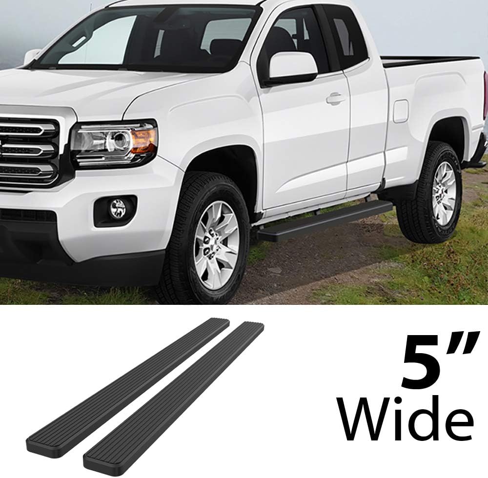 HD Ridez Running Board 5" Stainless Steel Black Compatible with Chevy Colorado GMC Canyon 2015-2026 Crew Cab (Nerf Bar Side Steps Side Bars)