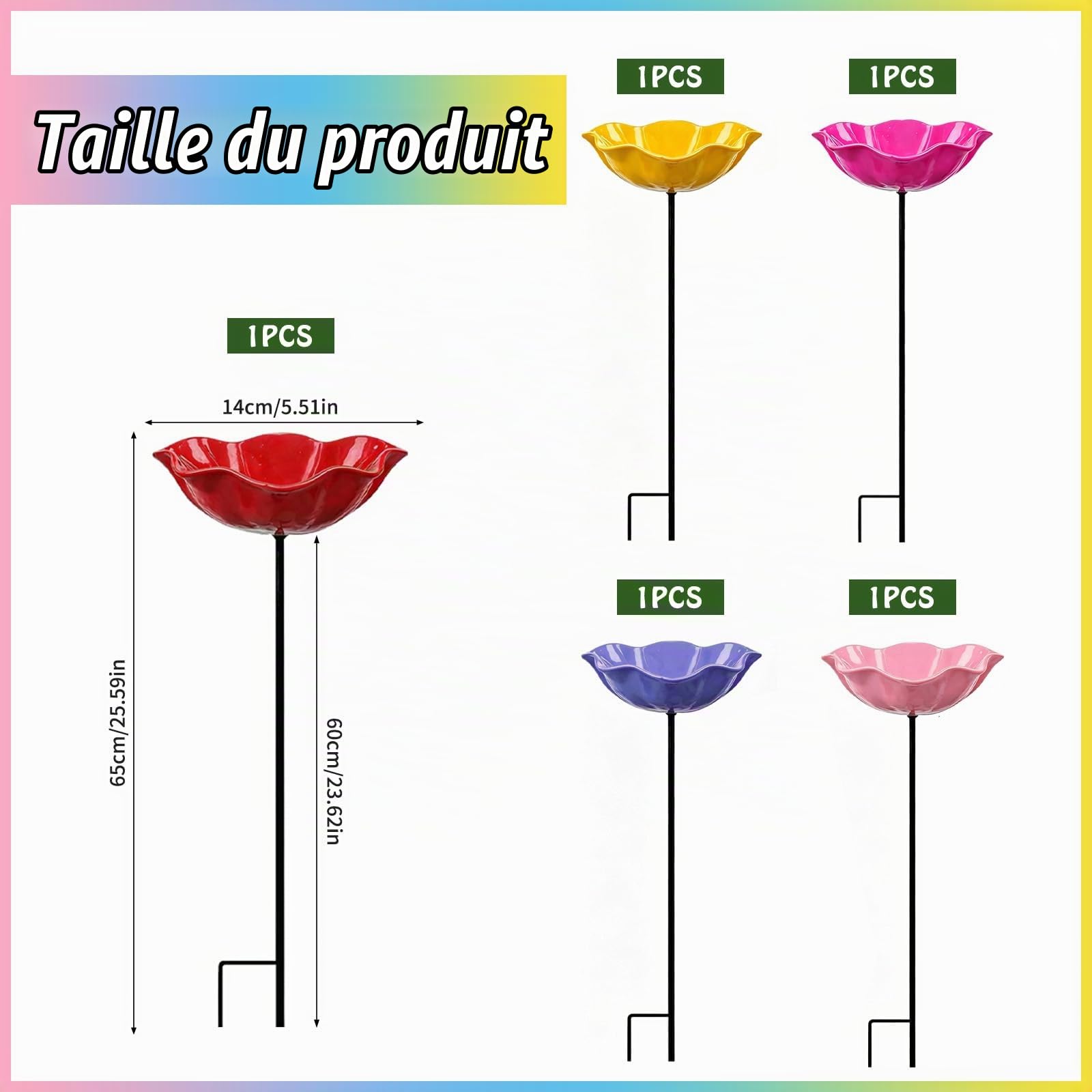 Bain D’Oiseaux,5 Pièces Abreuvoir Oiseaux Exterieur sur Pied,Mangeoires pour Oiseaux,Bain pour Oiseaux,Bassin pour Oiseaux,pour Insectes et Papillons,Décoration Jardin Terrasse
