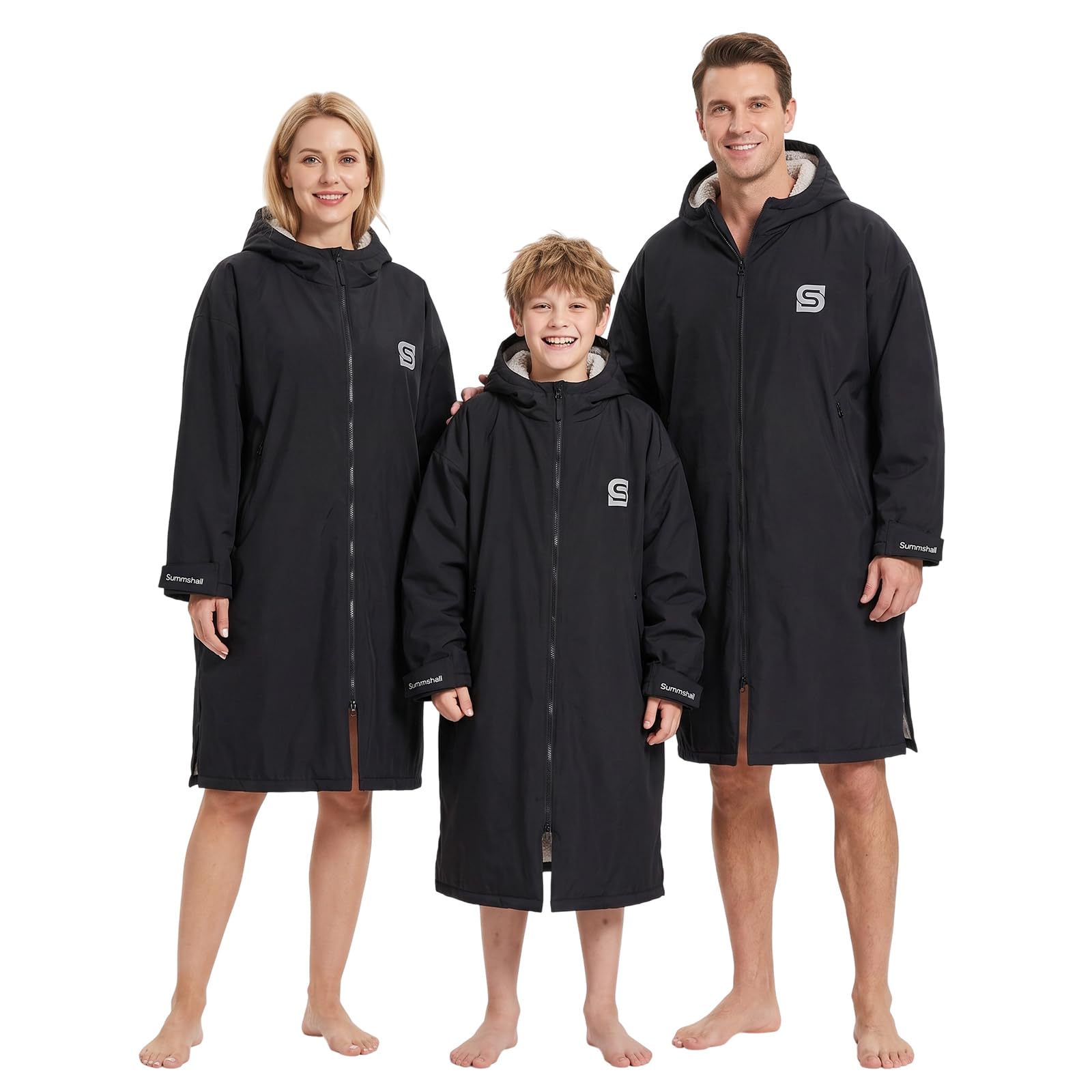 Wasserdichter Badeparka für Kinder, Jugendliche und Erwachsene, übergroßer Kapuzenmantel mit Sherpa-Fleece-Futter, winddicht, warm, Surf-Poncho zum Schwimmen, Surfen, Strand, Pool, Camping