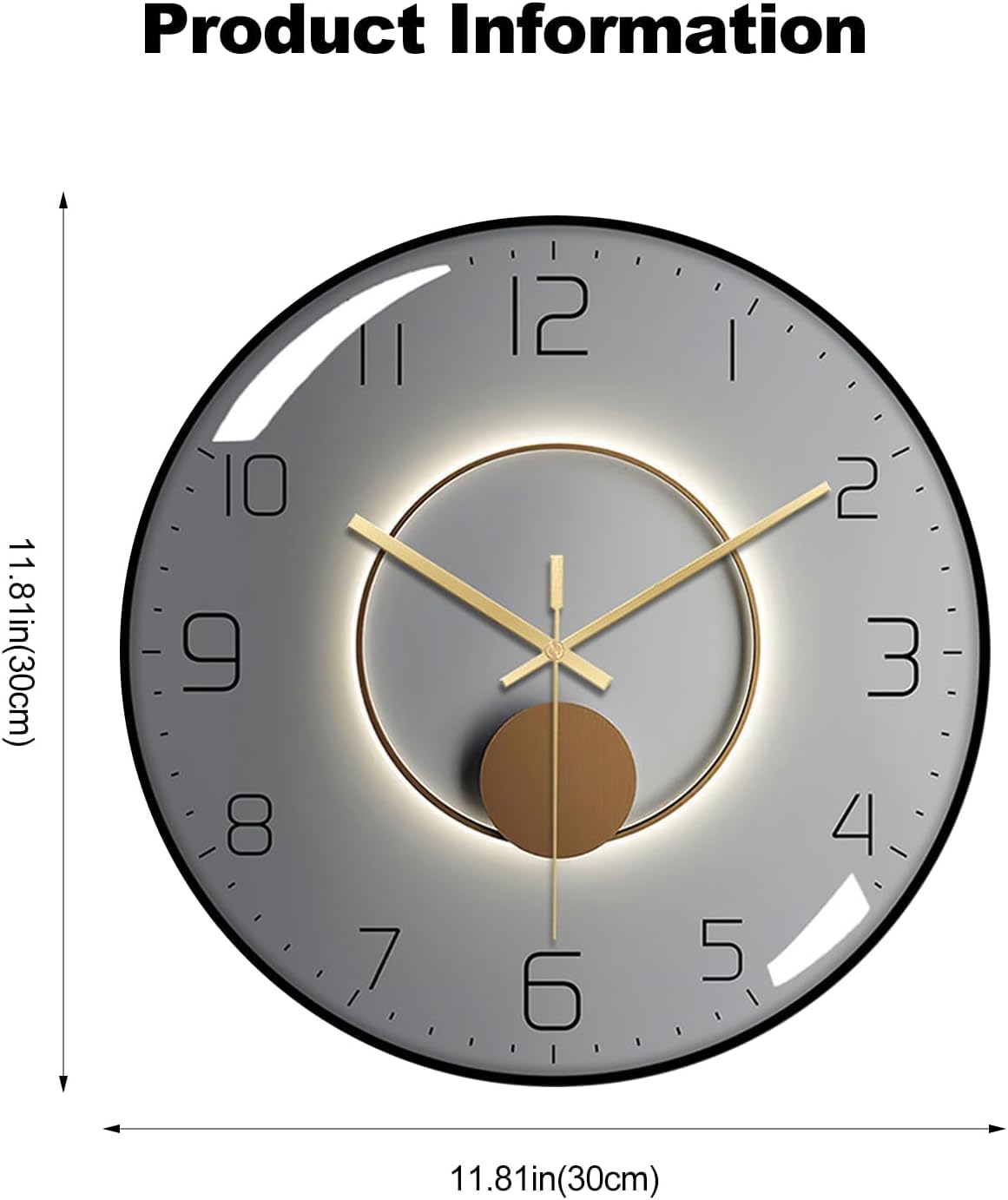 TEKCOOL Wall Clock 12" Silent Quartz Decorative Wall Clock Non-Ticking Classic Digital Clock Battery Operated Round Easy to Read Handheld Complete Home/Kitchen/Bedroom(407), 2