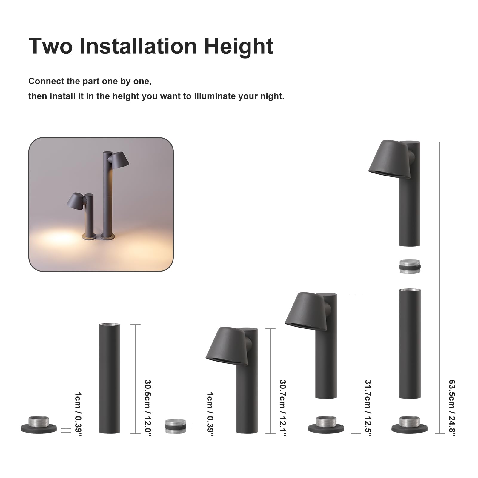 DAWALIGHT Lampada GU10 Esterno 5W LED Lampioni da Giardino Esterno Moderno IP44 Impermeabile per Sentiero Cortile Terrazzo Paesaggio, Alluminio, Antracite