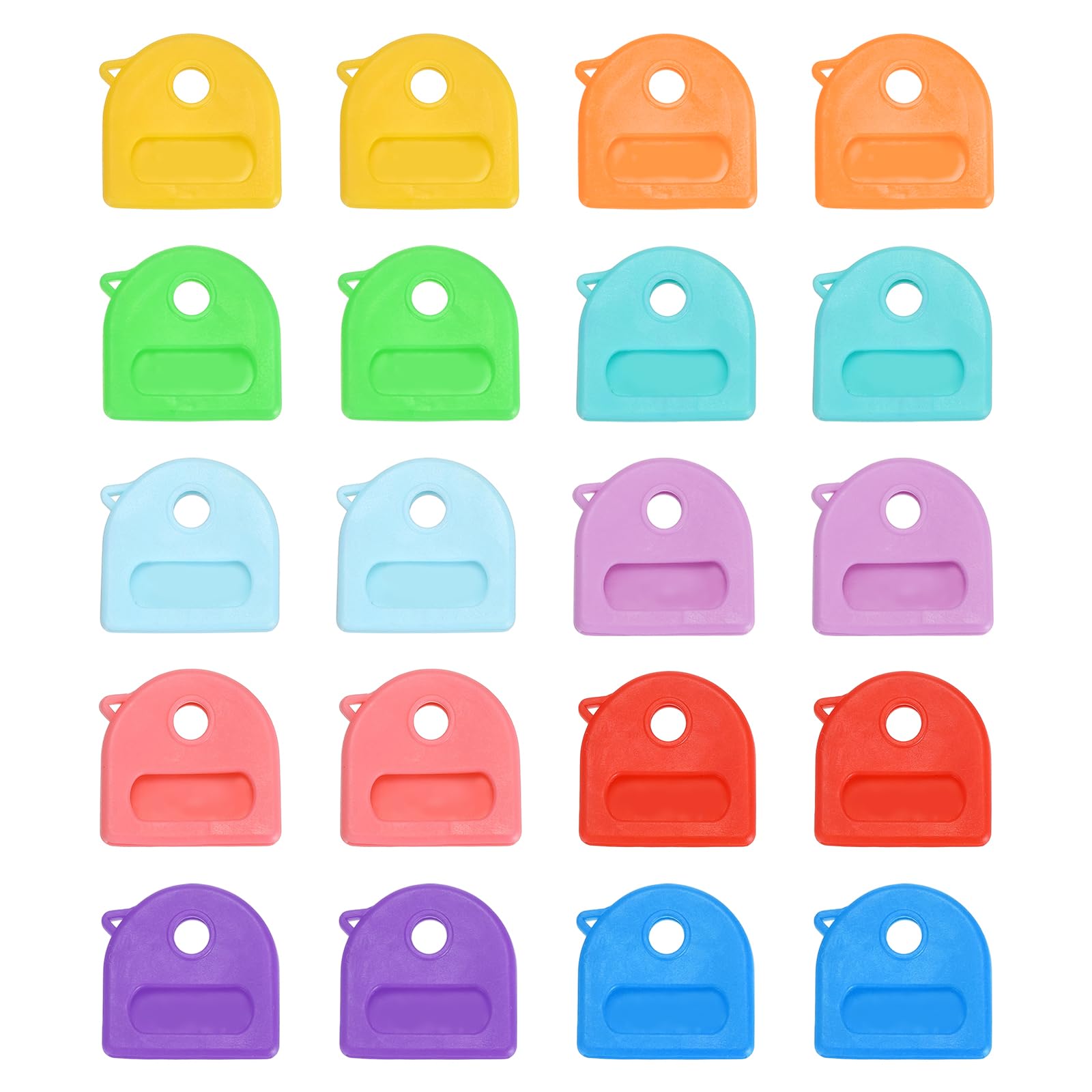 PATIKIL 20 Pcs Key Cap Covers, Silicone Rubber Semicircle Cute Colored Key Ring Identifiers Color Coded Label Tag Caps Markers Sleeve Protector for House Office, 10 Colors
