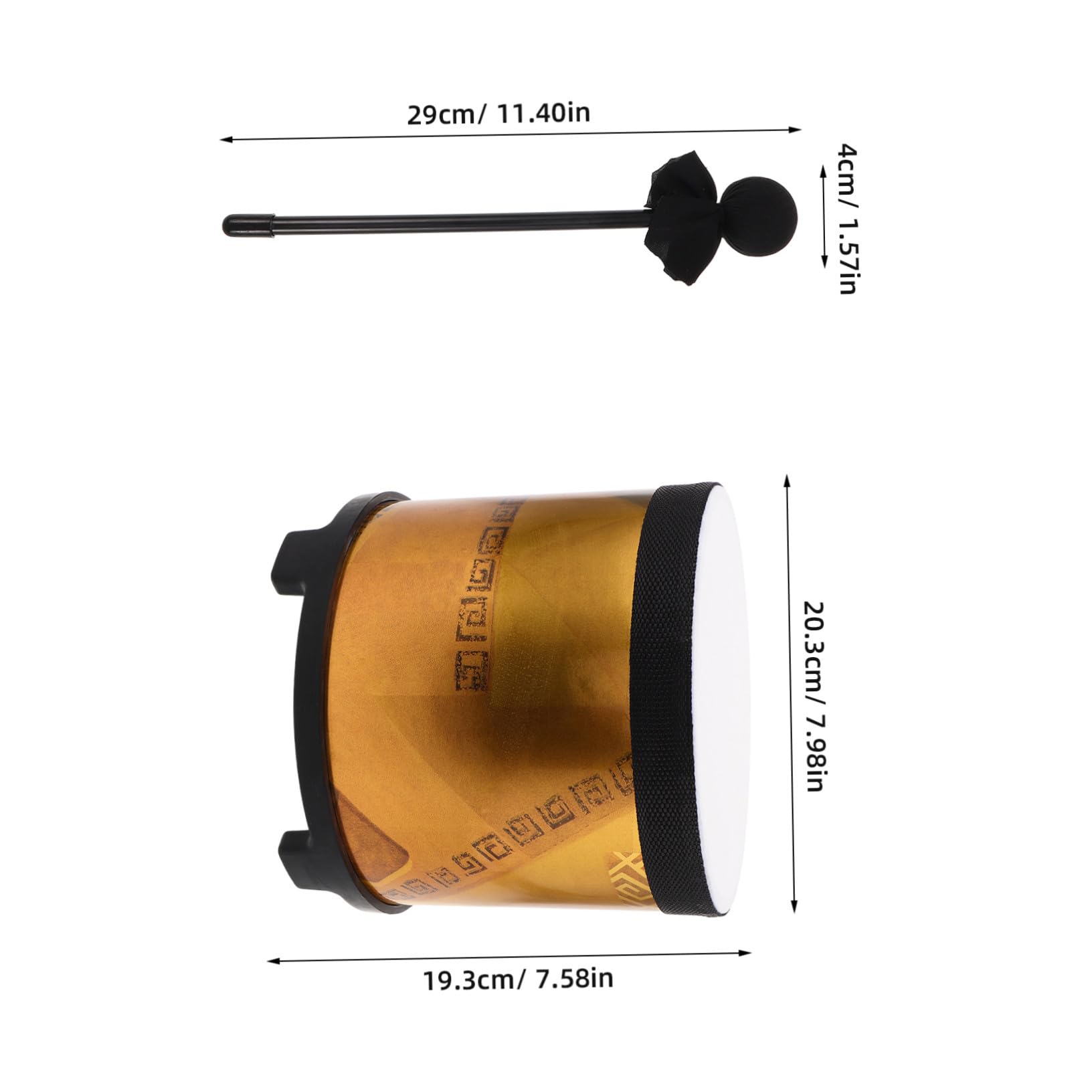 Tambores Infantiles de Piso Dhd8-1 1 Set Abs, PU y Tela Dorado | Mazo Incluido, Juego Ligero y Fácil de Transportar, para Aprendizaje Musical Temprano y Desarrollo del Ritmo