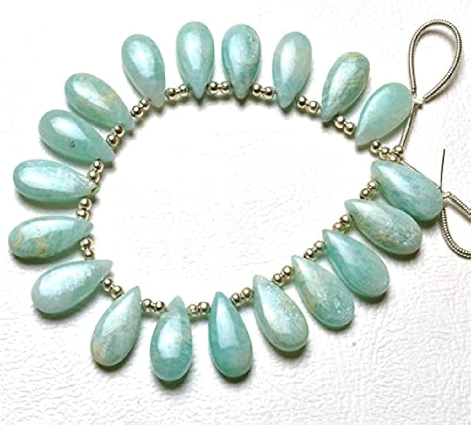 Amazonite naturelle perles lisses poires 15x7mm briolettes pour fil de création bijoux DIY