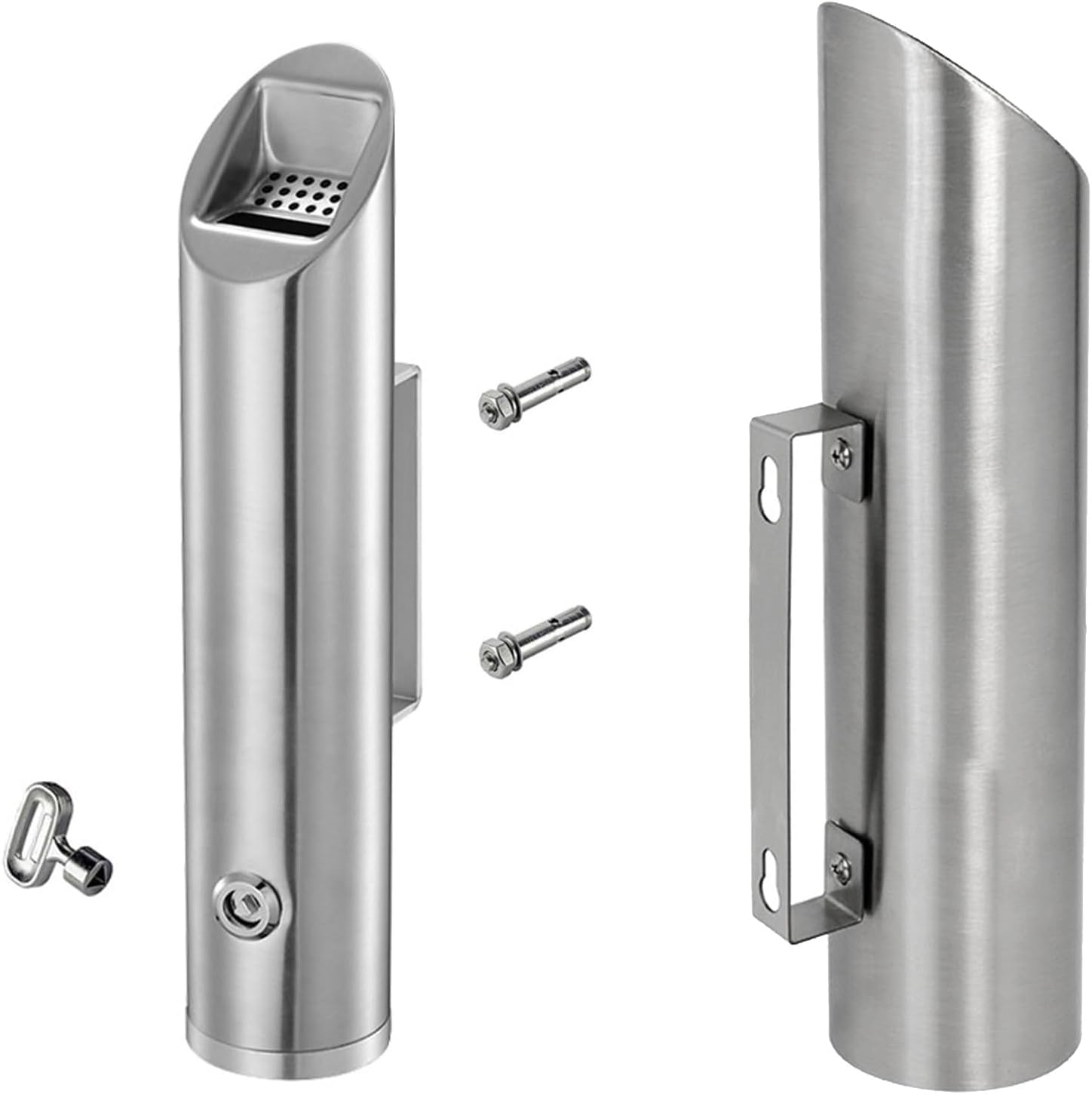 ステンレス製灰皿、 屋外シリンダー壁掛け灰皿タバコ灰箱ステンレス鋼ロック可能、オフィス、レストラン、バーの外で使用