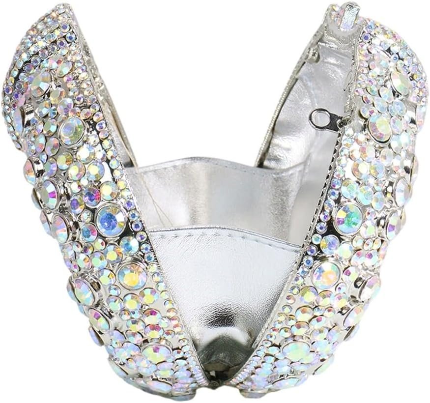 Luxury Women Rhinestone Evening Bag Sparkly Oval Crystal Handbag Novelty Gems Clutch for Wedding Party Prom