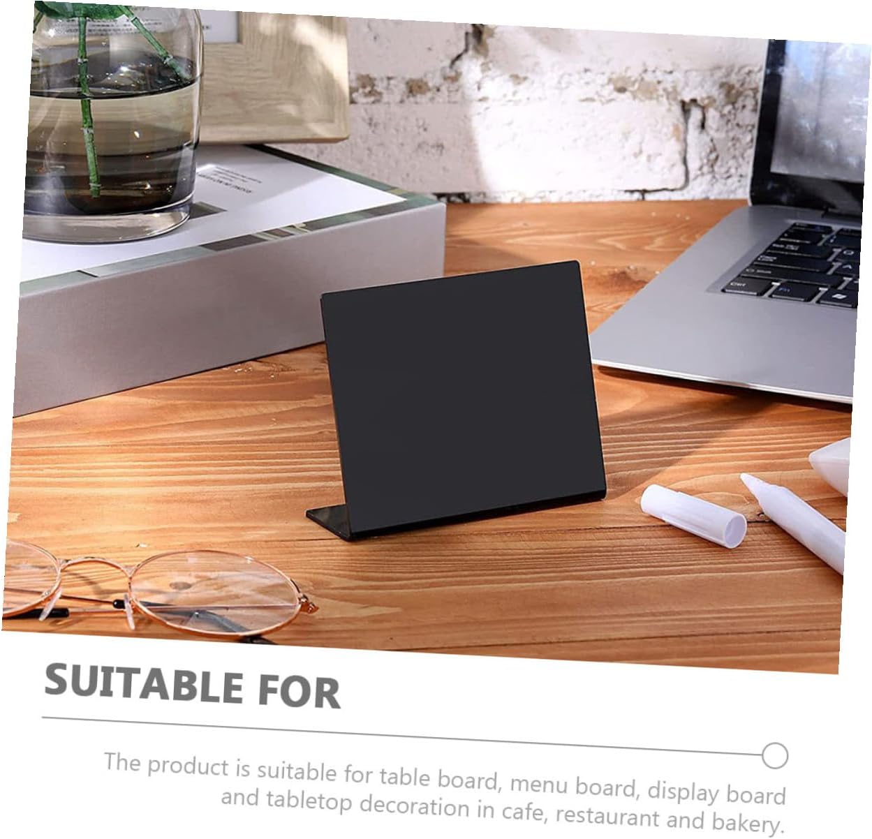 Luxshiny Acrylic Chalkboard Sign, 12pcs Desktop Message Boards with Erasable Surface and Chalk Pen for Wedding Party, Home Decor, and Tabletop Display
