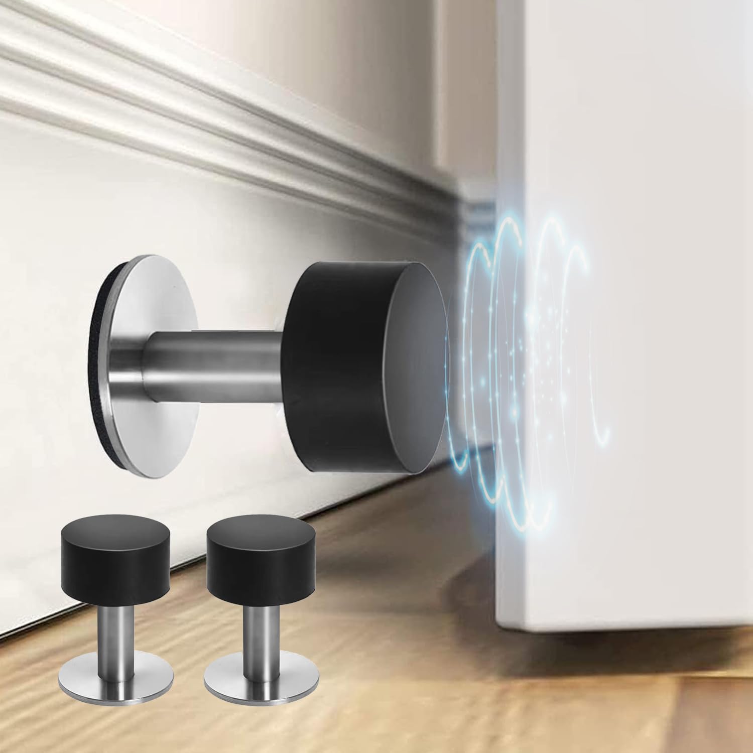 Butée de porte pour bas de porte noire lot de 2 pour éviter les claquements au bureau et au salon