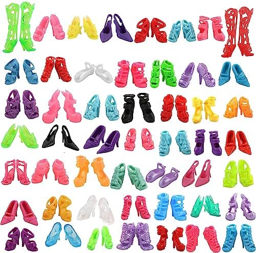 Fashion Doll Shoes Dolls Accessories Toddler Toys - 50 Pairs 11.5 inch Doll Shoes Assorted Colors High Heel Shoes Doll Boots Flat Shoes Crystal Shoes, for Ever After High Dolls, Girls Gift