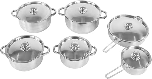Miniatura 3 de Tnfeeon 6Pcs Stainless Steel Cookware Set, Cookware Sets Skillet Sauce Pot Kitchen Induction Stockpot Includes Frying Pan, Saucepan, for Home