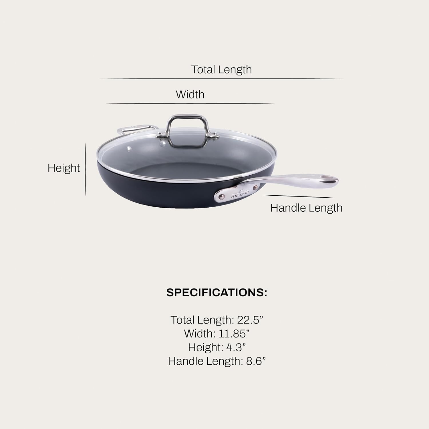 All-Clad HA1® Expert Nonstick, 12" Chef's Frying Pan, Induction Ready