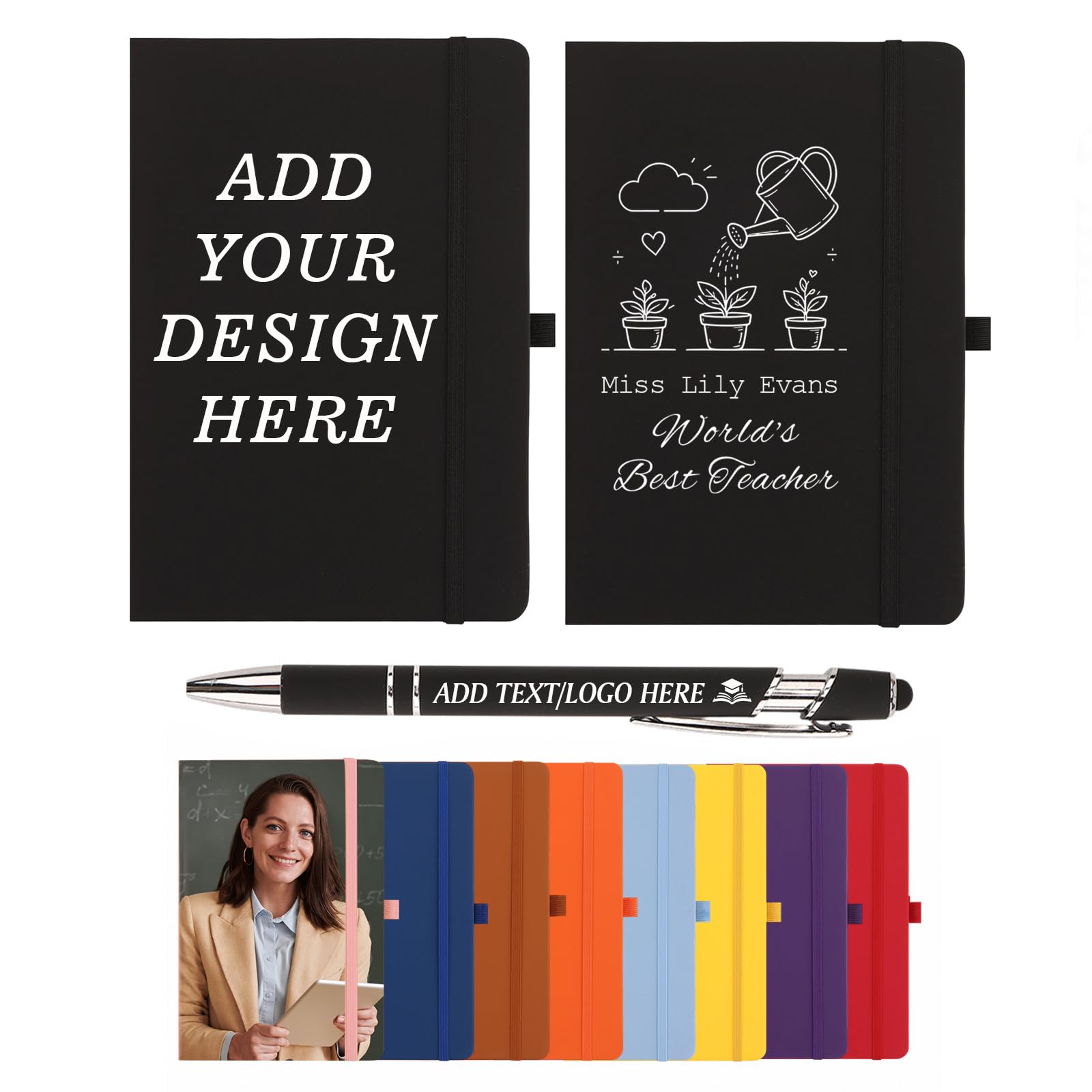 Iwe Personalised Notebook And Pen Set, Notebook with Photo Name