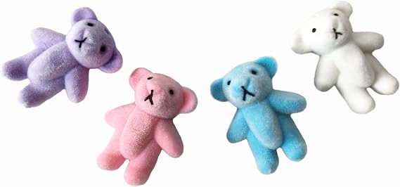 12pcs Mini Cute Standing Bear for Baby Shower Earring Keychain DIY Decoration Flocking Bear Teddy Stuffed