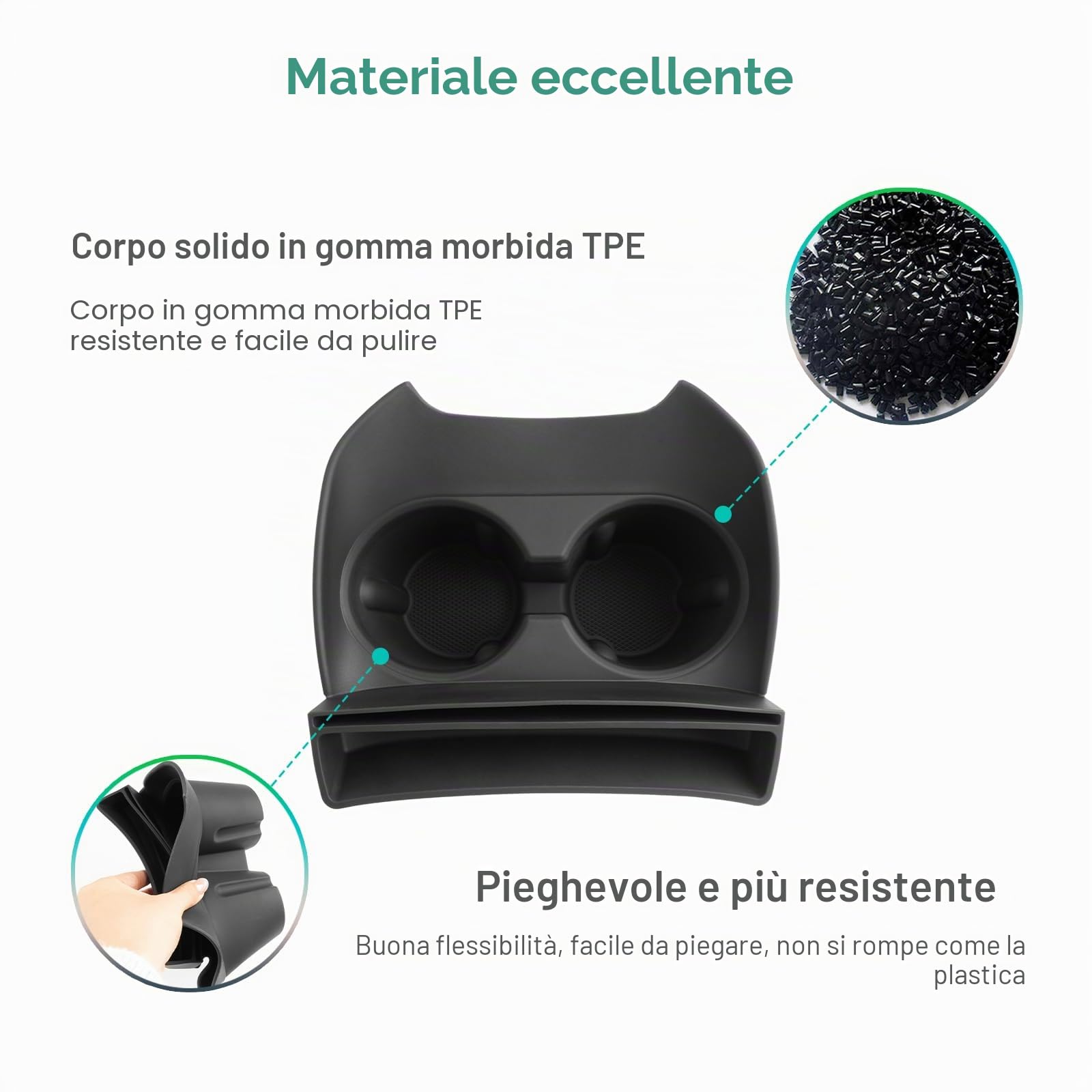 GAFAT Compatibile con Nissan Qashqai J12 e-Power 2022-2025 2026 Portabevande Copertura, in Gomma Morbida TPE, Organizer Console Centrale, Supporto Originale a Tre Punti Antiscivolo Anti Vibrazione