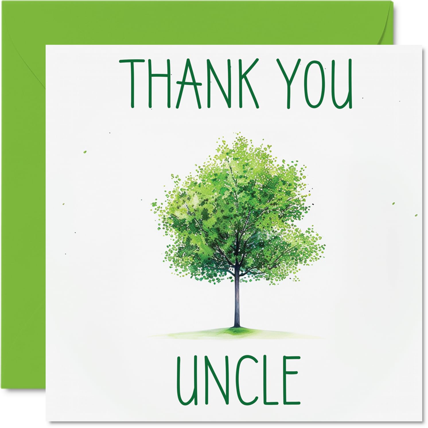 Thank You Cards for Uncle - Colourful Green Tree - Thankyou Cards for Him Men, Heartfelt Appreciation Card, 145mm Thank You So Much Greeting Gifts
