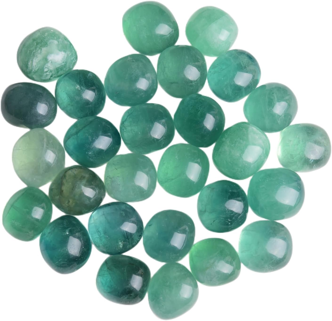 2LBS Natural Polished Tumble Crystals Stones,Decorative Glass Pebbles Marbles for vase Filler,Plant Rocks for pots Indoor,Aquarium Gravel for Fish Tank Decor(Green Fluorite 1-1.2in) Green Fluorite 2LBS 1-1.2 inch