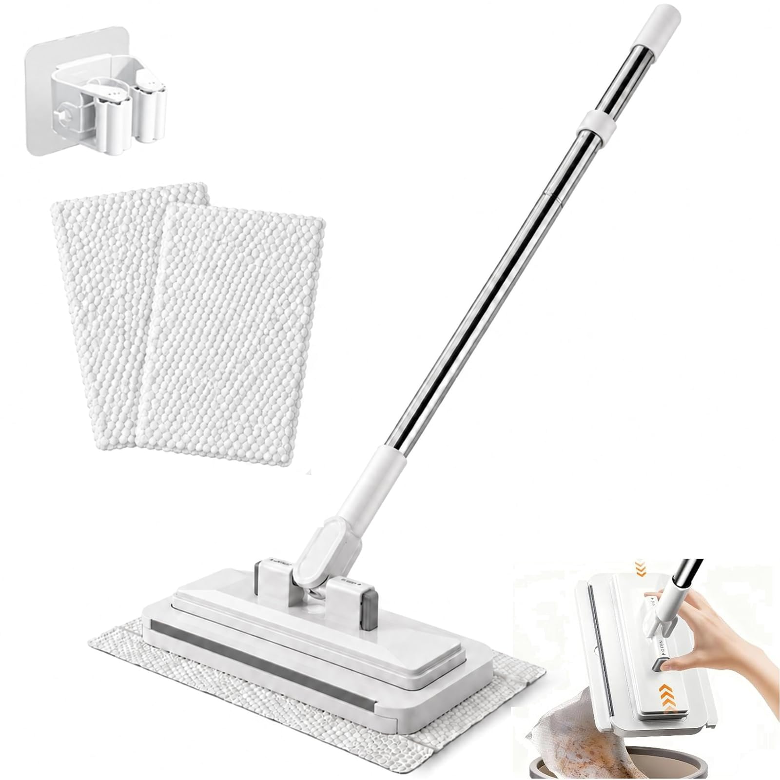 Mini Mocio con Cambio Automatico, Mop Rotante a 360°, Mocio con Sistema di