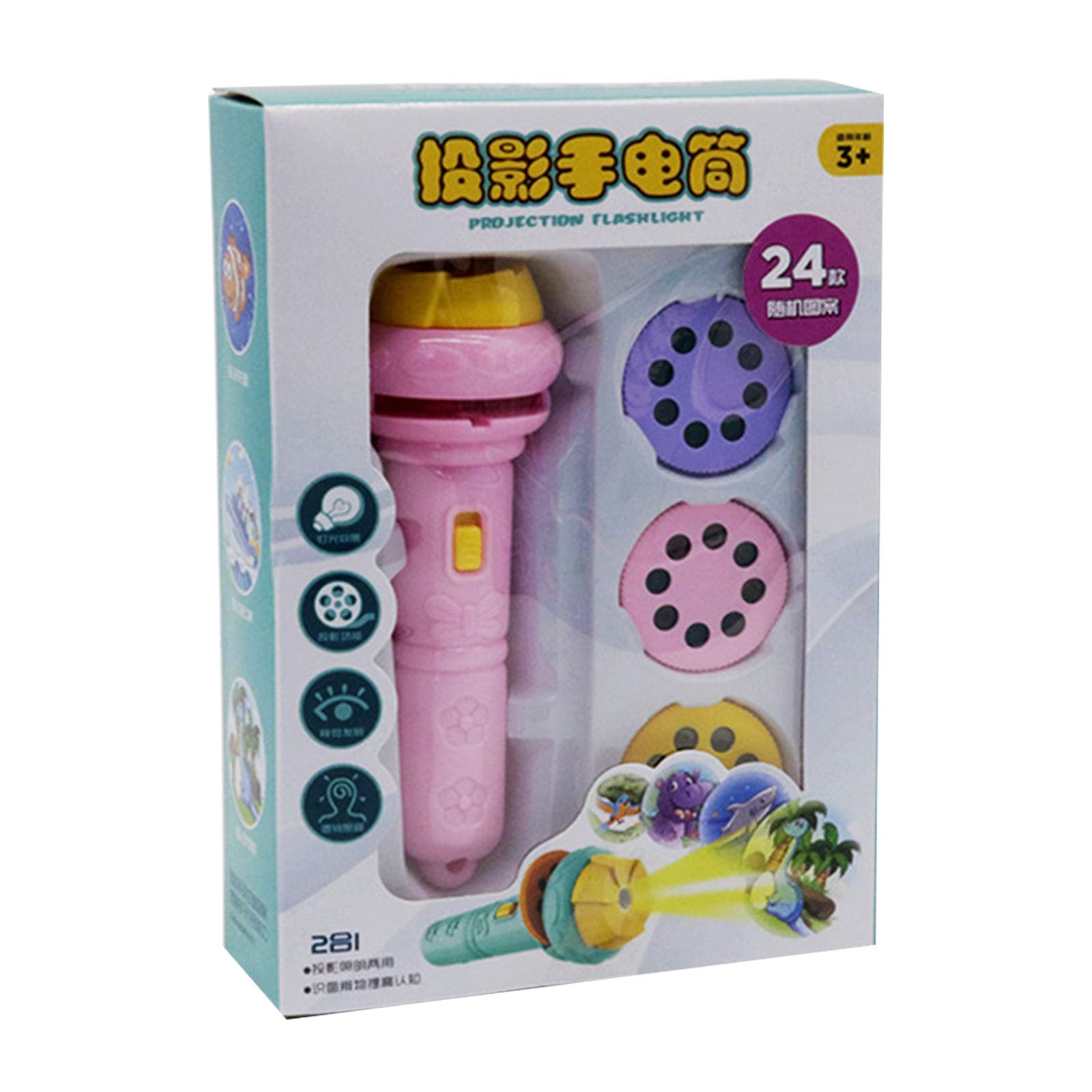 Elnwnnkc Kids Flashlight Projector Toy with Cartoon Images for Cognitive Development Practical Construction Party Gift Educational Learning Flashlight