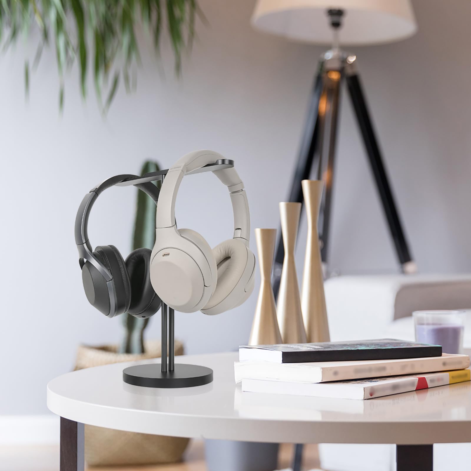 Geekria Aluminiumlegering hoofdtelefoonhouder voor over-ear hoofdtelefoon, gamingheadsethouder, bureaudisplayhanger met stevige zware basis, compatibel met Sony WH-1000XM5 (grijs