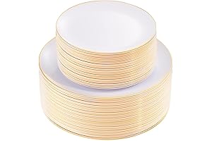 Elegant 100-Pack Gold Plastic Plates: Perfect for Weddings and Special Occasions