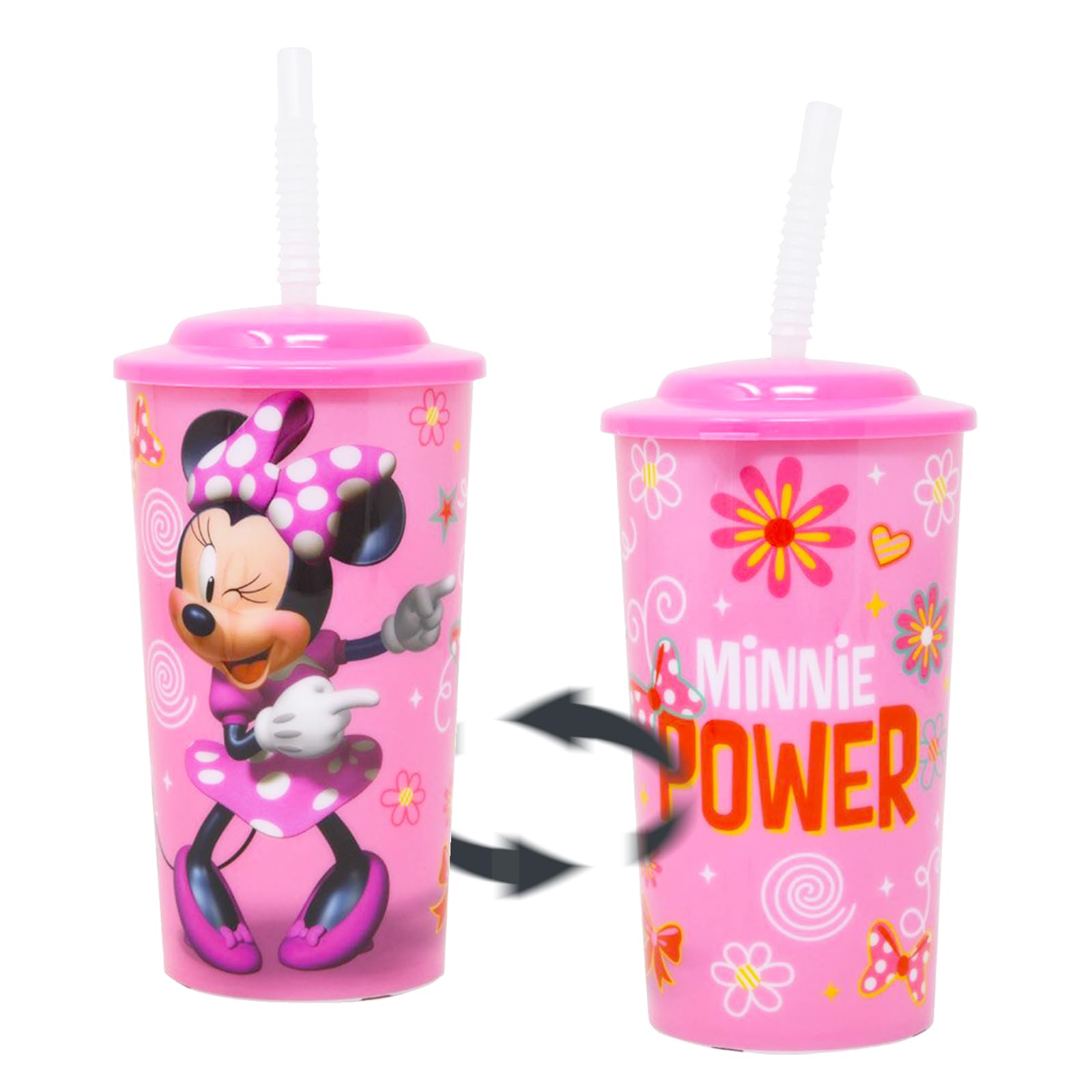 Disney Myszka Myszka Minnie Zestaw Filiżanek do Miseczki - 6-pak Kubek Minnie z wiązką słomek z naklejkami Minnie (Kubek Minnie dla małych dzieci i dorosłych)