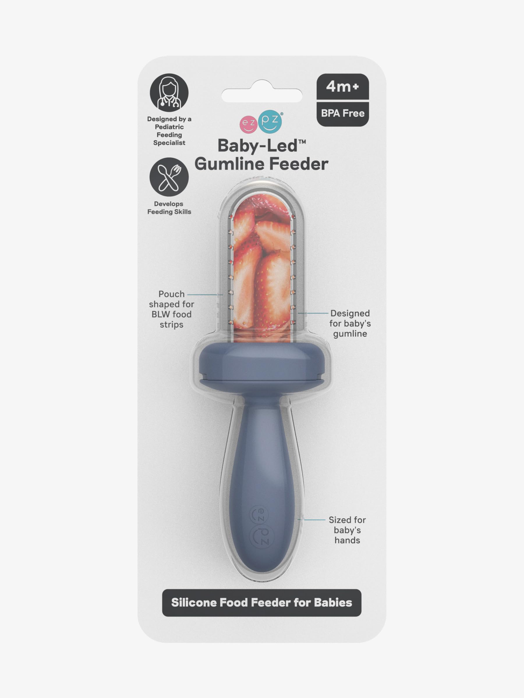 ezpz Baby-Led TM Gumline Feeder (Indigo) - Silicone Feeder for Infants 4 Months + - Baby Feeding Essentials - BLW Tools-image-42