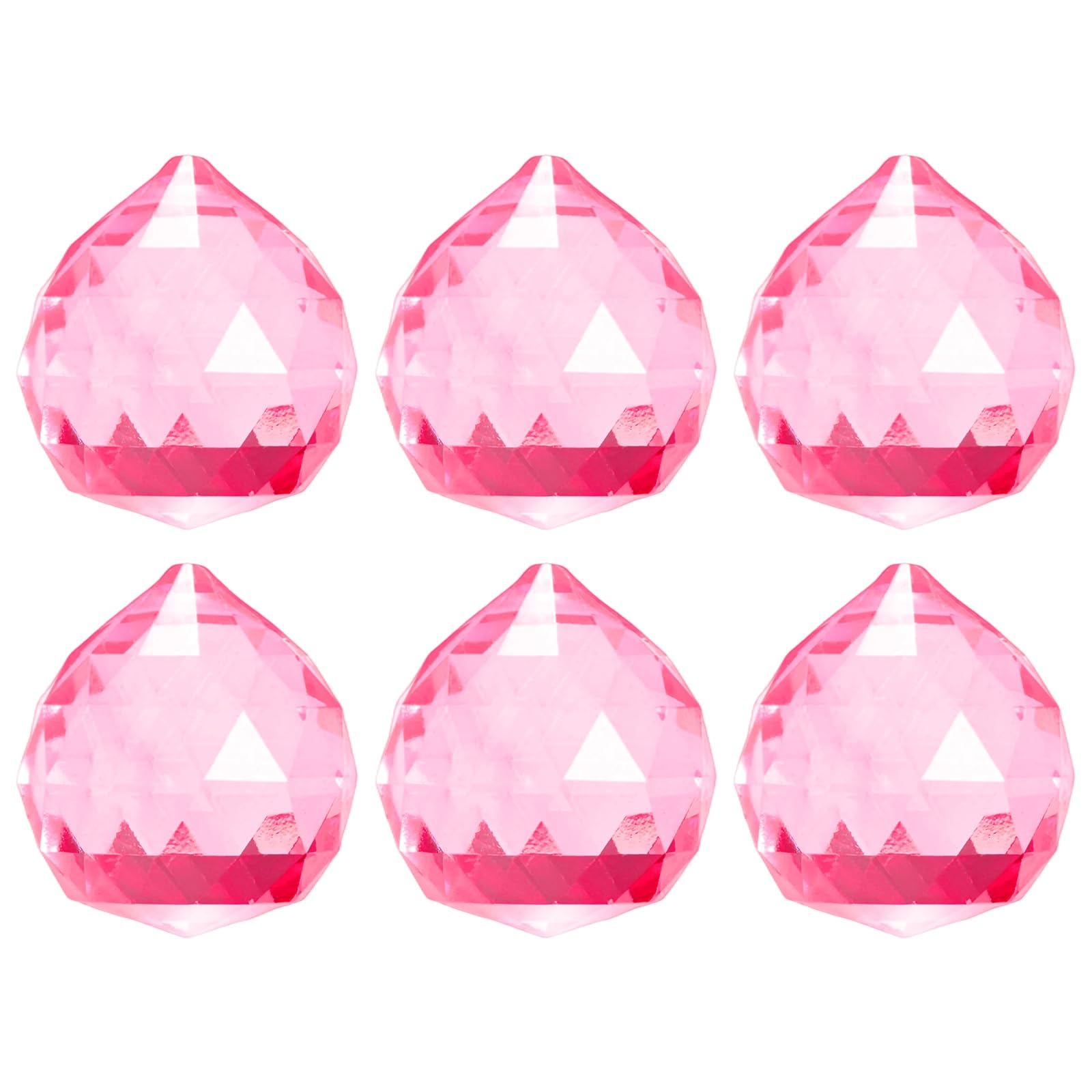 M METERXITY 6-Pack Crystal Ball Prisms, 33.5mm/1.32 Inch Chandelier Pendant Maker Hanging Crystals Chandelier Prisms for Home/Windows/Garden/DIY Decoration[Pink]