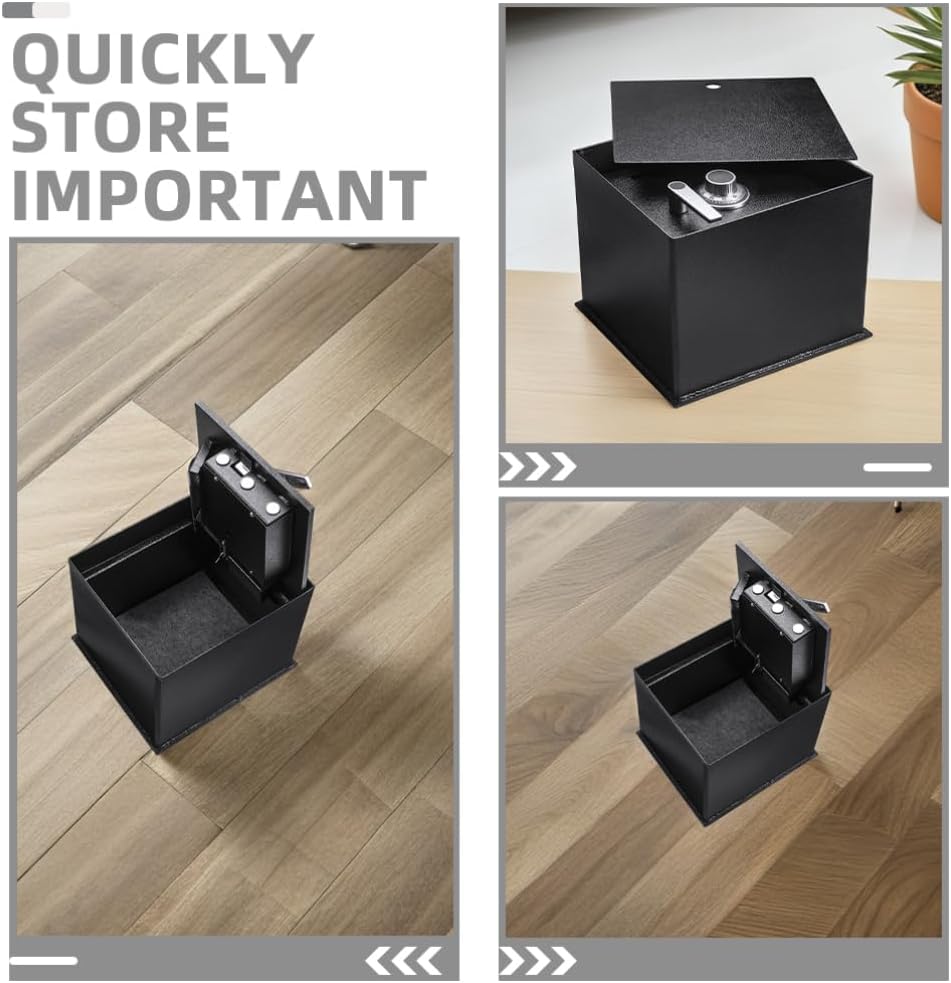 BESPORTBLE In-Ground Floor Safe with Combination Lock, Steel Construction, Hidden Storage for Valuables, Black