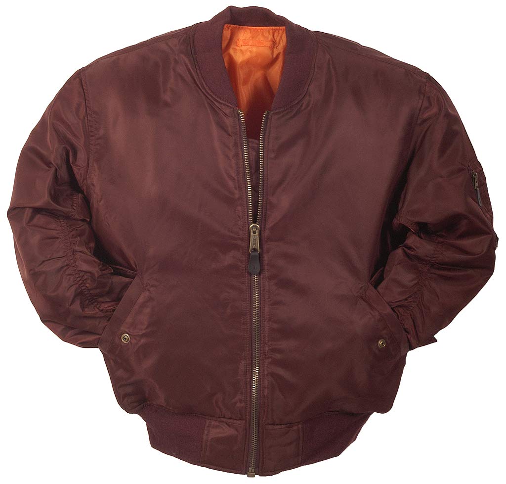 Army Men's Maroon Armyandoutdoors Ma1 Bomber Jacket With Heavy Brass Zip (L, )