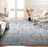 SAFAVIEH Madison Collection 5'1' x 7'6' Navy / Silver MAD604G Glam Ogee Trellis Distressed...