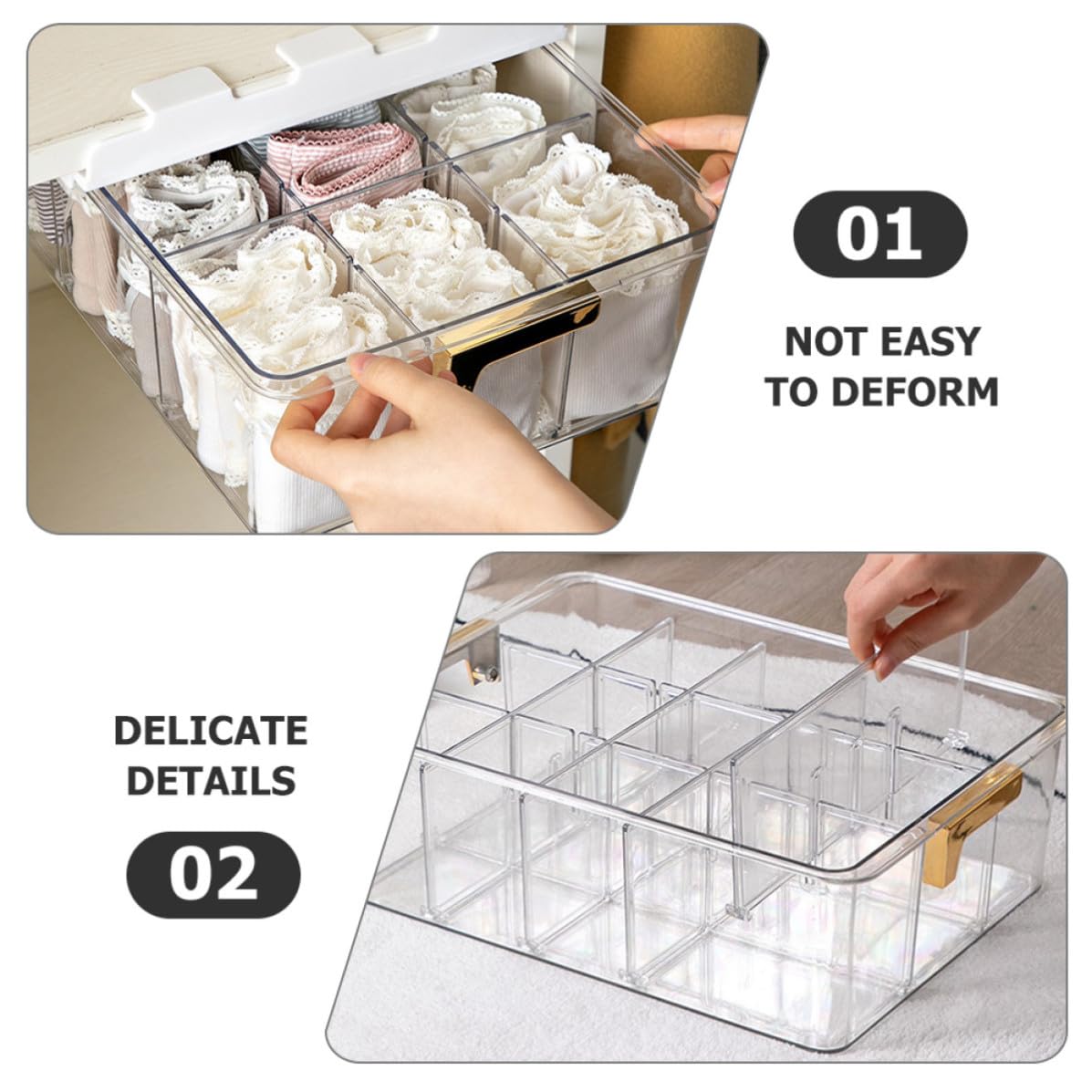 MAGICLULU Organizer Multi-scomparti in Pet per Biancheria Intima e Calzini, Scatola Coperchio per Cassetti, per L'organizzazione in Casa e Armadio