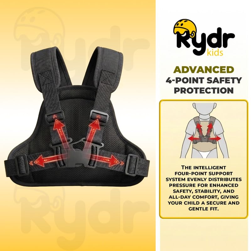 Image of RYDR Motorcycle Safety Harness for Kids | Reflective & Adjustable Two-Wheeler Safety Belt for Boys and Girls (2-12 Years) (Pink, Without Pocket)