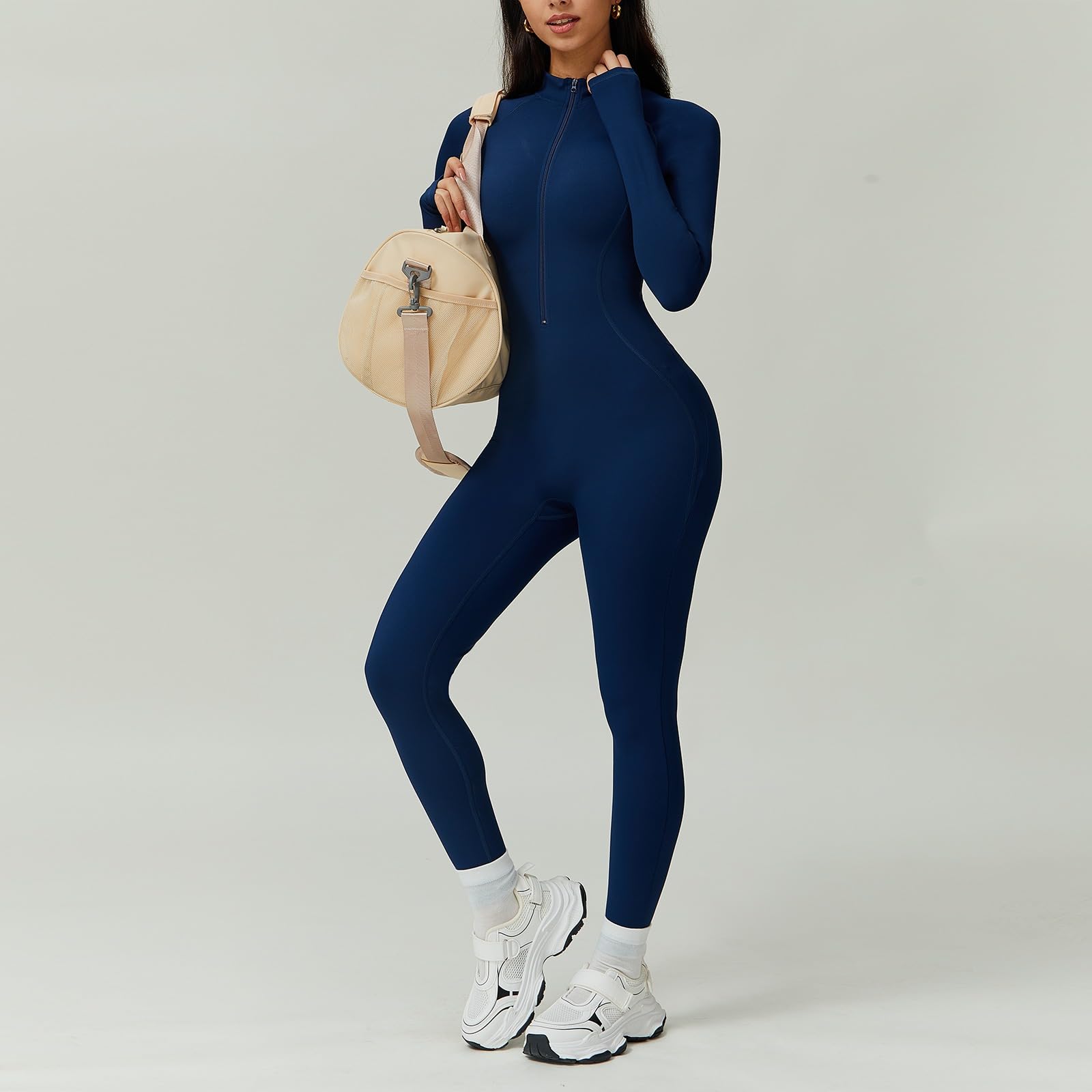 Vertvie Mono térmico para mujer, de invierno, manga larga, ajustado, con cremallera, deportivo, de una pieza, con forro cálido, traje de cuerpo entero, elástico, para yoga, corte ajustado