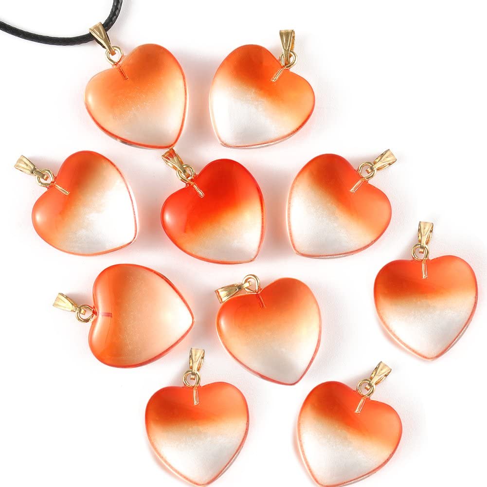 Dinntty Style2 Heart Shaped Stone Pendants Charms 10Pcs 20Mm Natural Stone Pendants For Diy Necklace Bracelet Jewelry Making