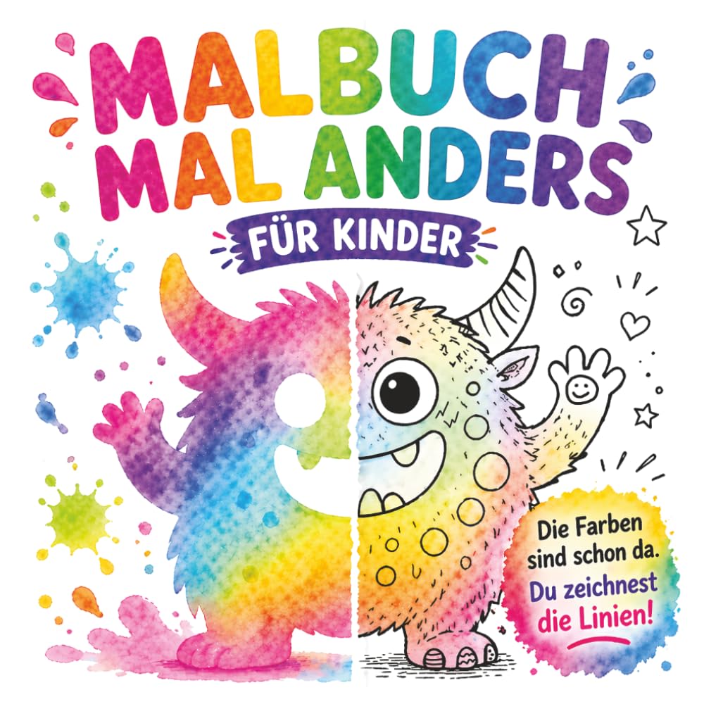 Malbuch mal anders für Kinder: Die Farben sind schon da. Du zeichnest die Linien!