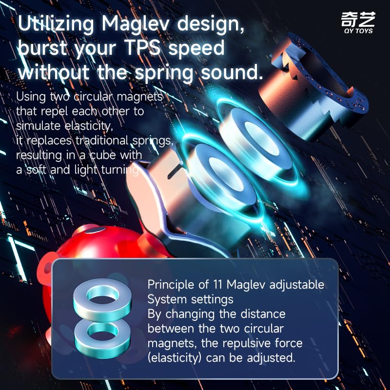 Image of HAWKISTER Qiyi M Pro 3X3 Magnetic Speed Cube, Qy 3X3X3 Professional Stickerless Magic Cube Puzzle, 2024 Edition, For Kid