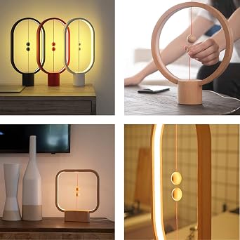 Allocacoc Heng Balance lamp, DesignNest, Switch on in mid-air, USB Powered LED Table lamp, Warm Eye-Care Designer Desk lamp, Contemporary Soft Light, Office, Home, Dorm, Bedside (Black)