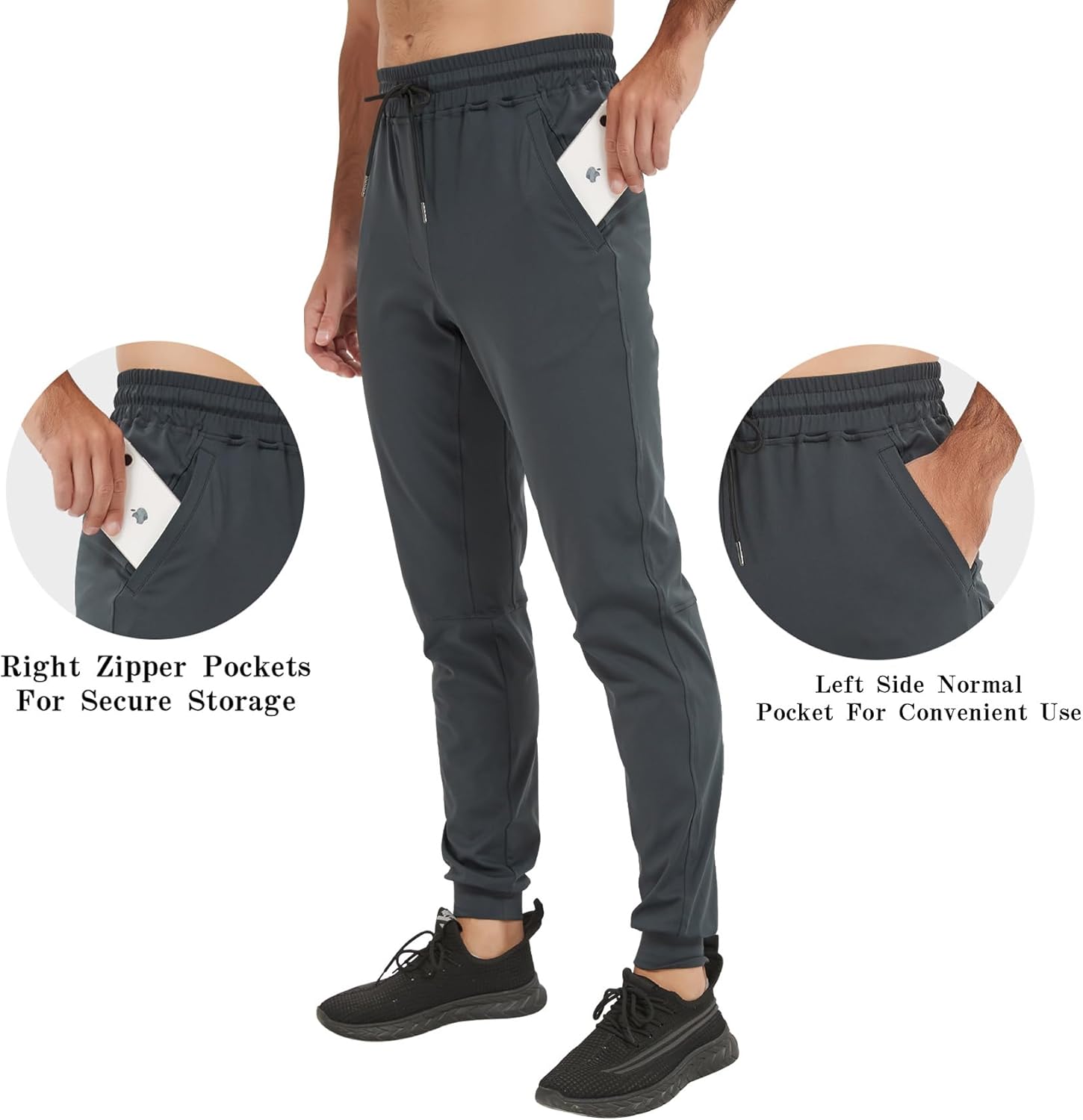 Idtswch 32"/34"/36"/38" Inseam Tall Mens Joggers Sweatpants Extra Long Zipper Pockets Athletic Pants for Jogging,Running - Image 2