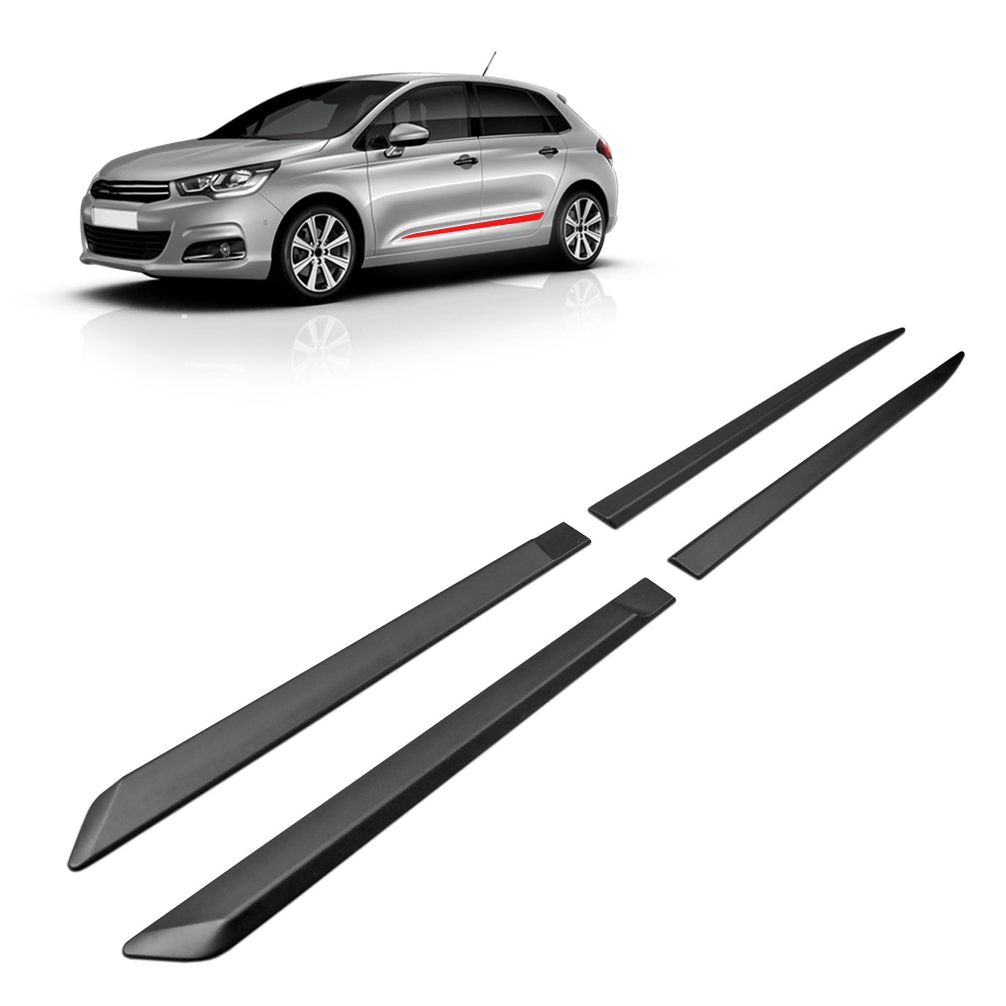 CHROMEMASTER | Schutzleisten für Autotüren Kompatibel mit Citroen C4 Hatchback 2010-2017 | Kunststoff Dekorative Seitenleisten schützen Lack und Fahrzeugtüren vor Kratzer und Beschädigung