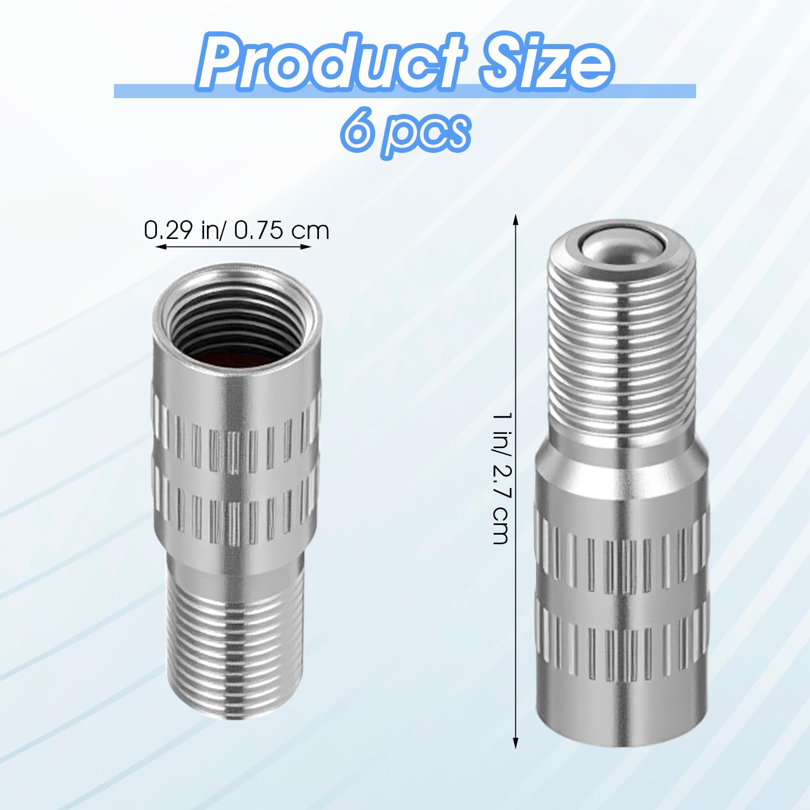 Bremorou 6 sztuk przedłużek do wentylu samochodowego, adapter, adapter do wentyli, nakrętka zaworu z gwintem, opony rowerowe do skutera, ciężarówki, vana, przyczepy kempingowej