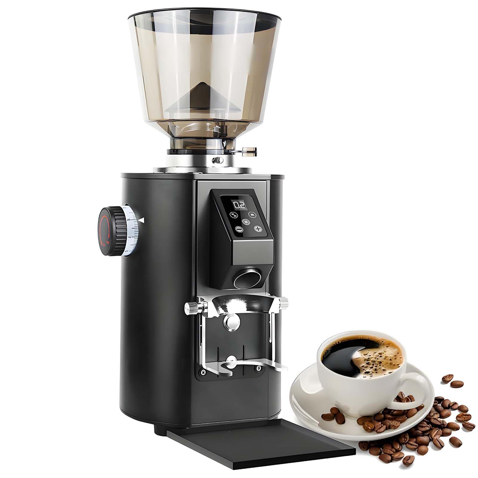 Molinillo de café Comercial de 350 W, muelas Planas de Acero Inoxidable de 64 mm, Capacidad de 453 g, Molinillo de café eléctrico (Negro)