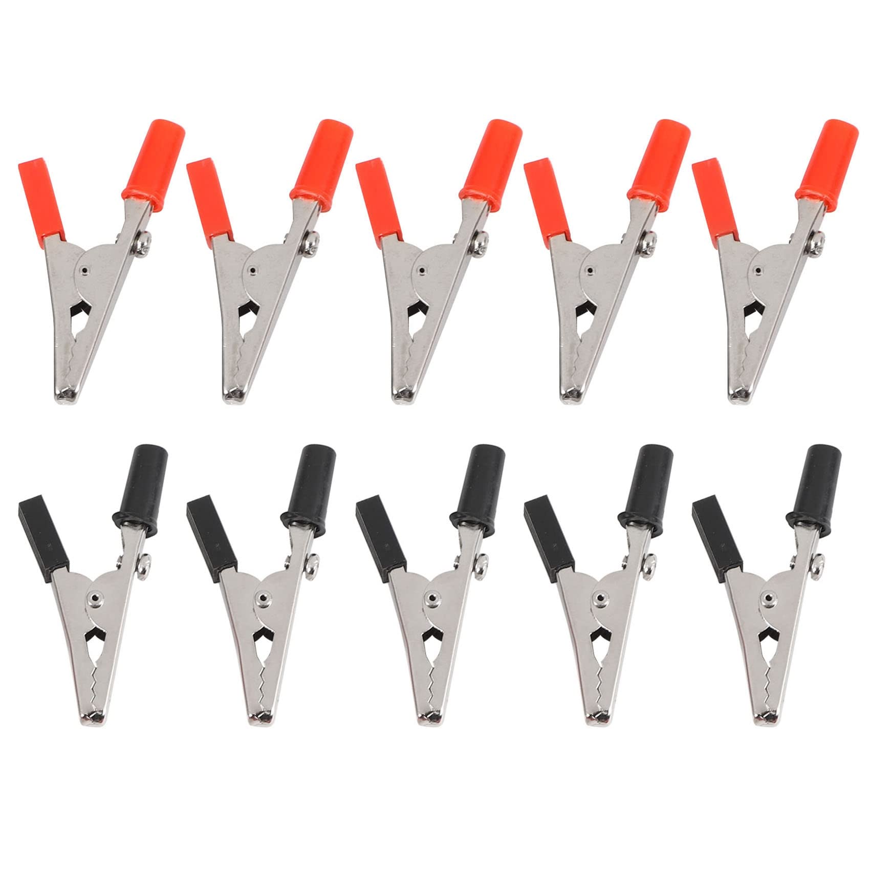 Lot de 10 pinces crocodiles en métal avec poignée en plastique de 50 mm