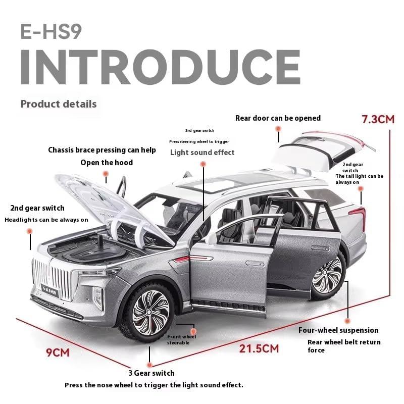 Image of Invite Enterprise Compatible for 1:24 HONGQI Red Flag H9 Toy Car Model, Diecast Collectible Pull Back Model Car with Sound and Light, Toy Gift Vehicles for Adults Kids Color As Per Stock
