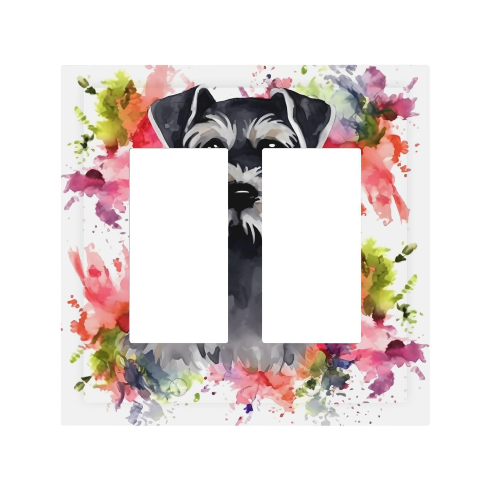 Decorator Double Toggle Light Switch Covers Schnauzer Wall Plate 2-Gang Mid Size 5" x 4.9" Double Toggle Switch Wallplate Decorative 2 Gang Wall Switch Plate Covers