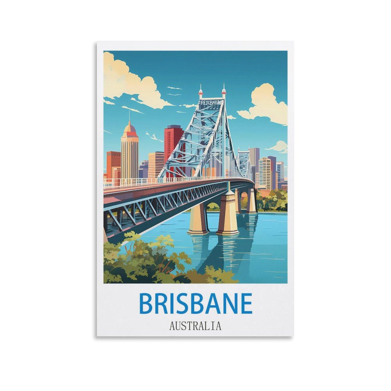 Ndoud Unframe-Style Brisbane Australia Vintage Travel Posters 08X12inch(20X30cm) Wall Art Picture Print Canvas Painting For Living Room Home Decor