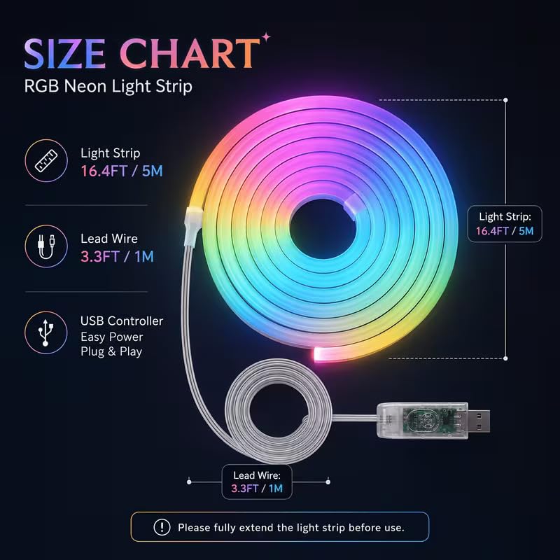Image of Niwlix 5 Meter Smart RGB Neon LED Strip Lights with App & Remote Control, USB Powered, Waterproof & Flexible Music Sync Rope Light for Room, Gaming, Party, Diwali & Home Party Decoration