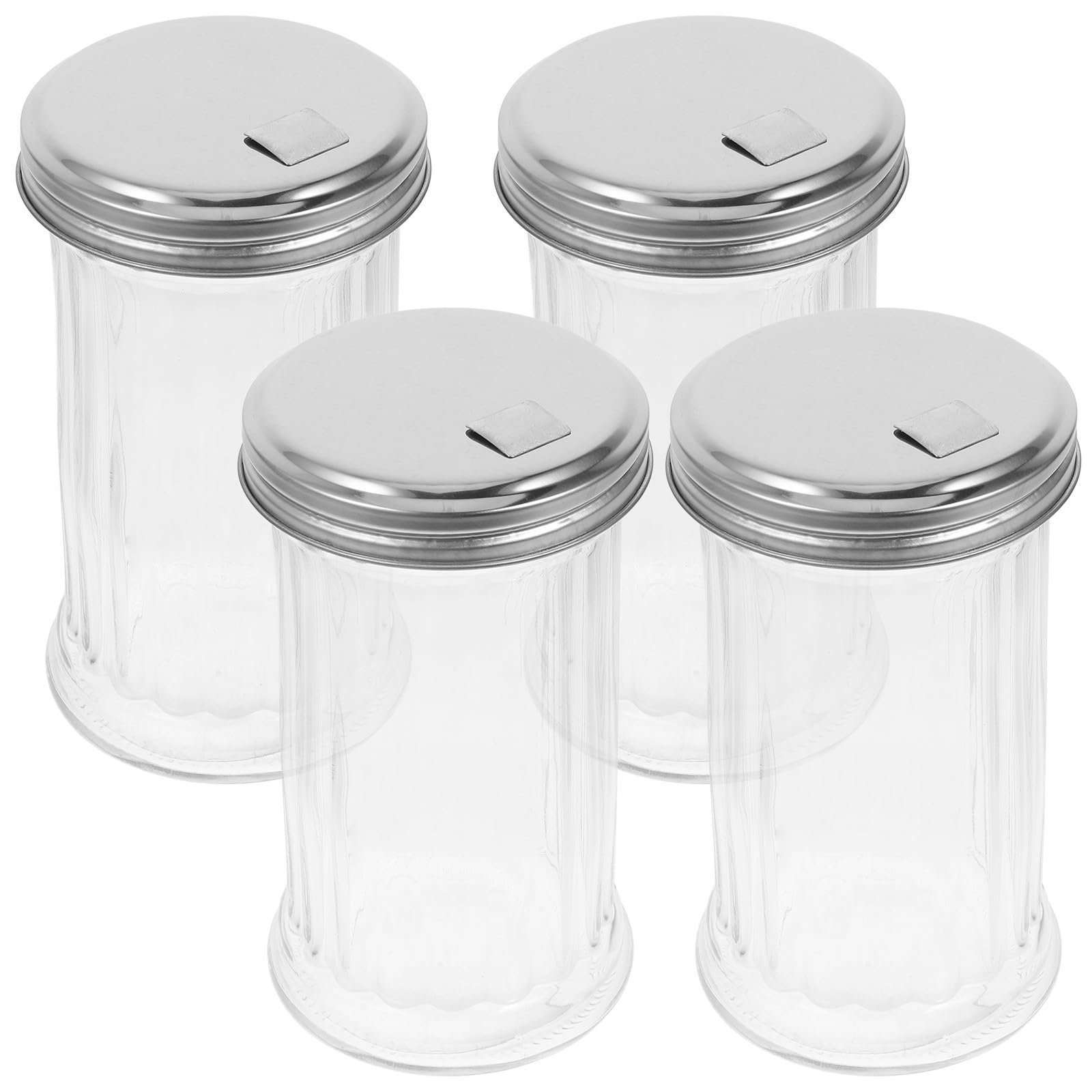 Angoily 4 Piezas Saleros y Pimenteros, Tarro de Condimentos de Cocina 330ml, Vidrio y Acero Inoxidable, Ligeros y Compactos, para Cocina y Barbacoa